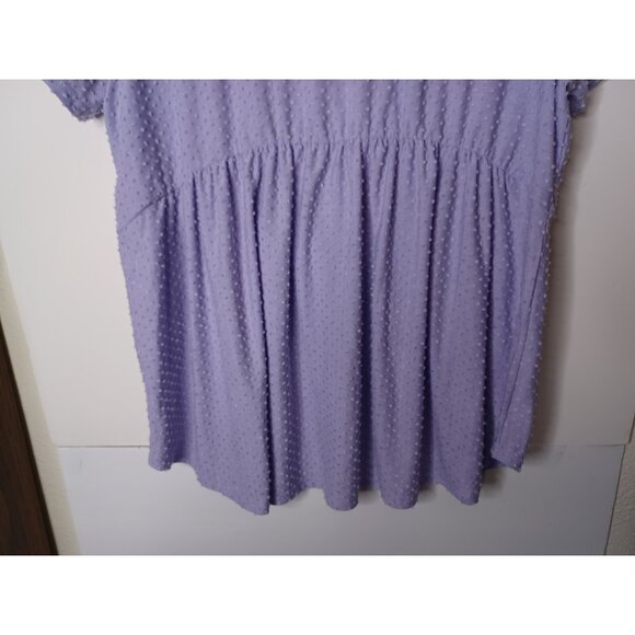 NWT HoneyMe Curvy Swiss Dot Short Sleeve Lavender Babydoll Top Size XL - Picture 2 of 7